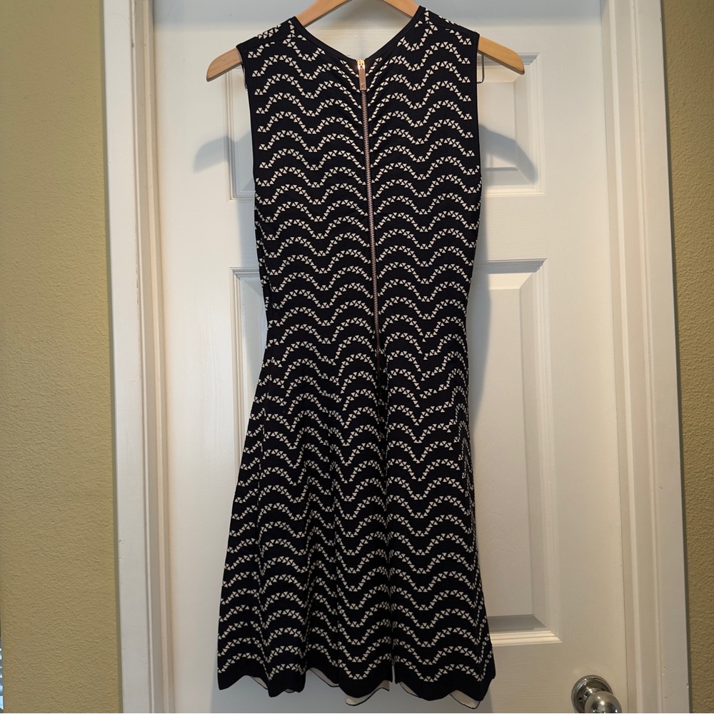 Ted Baker London Bryena Jacquard Fit-and-Flare Navy Mini Dress Size 2 - Picture 7 of 14